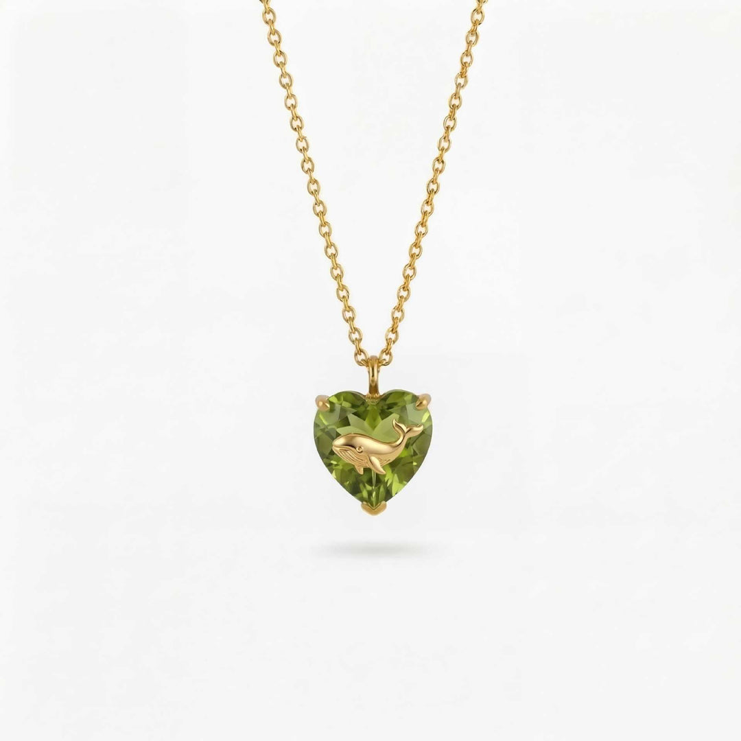 FREE Today: Ocean Creatures & Birthstone Heart Shaped Zircon Pendant Necklace - August-Whale - image 8