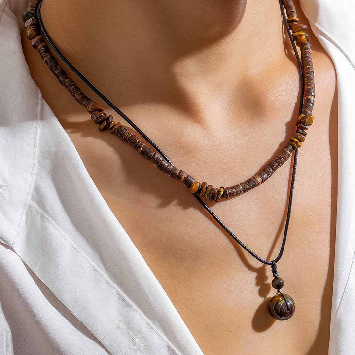 FREE Today: Brown Coconut Wood Beads Natural Stone Beads Necklace - image 4