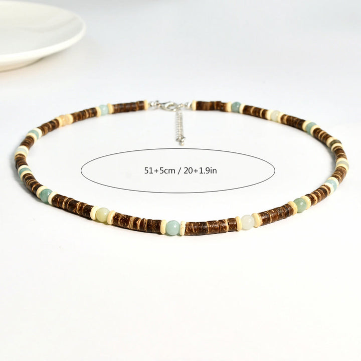 FREE Today: Brown Coconut Wood Beads Natural Stone Beads Necklace - Wood Beads & Green Bead - image 24