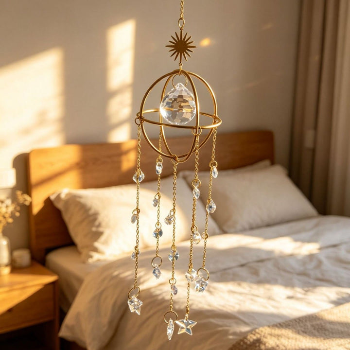 FREE Today: Sunlight Catcher Crystal Color Printed Stone Pendant Bedroom Decoration Wind Chime - Star Pendant - image 6