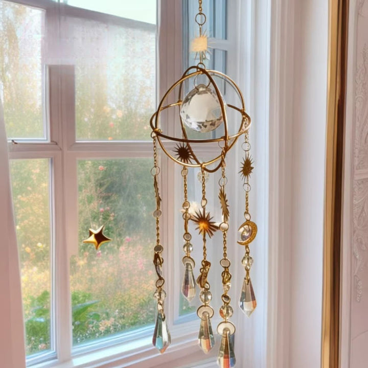 FREE Today: Sunlight Catcher Crystal Color Printed Stone Pendant Bedroom Decoration Wind Chime - Pyramid Pendant - image 0
