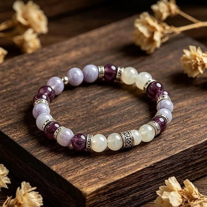 FREE Today: Natural Gemstones Crystal Menopause Relief Bracelet - Moonstone & Amethyst & Blue Chalcedony & Lepidolite - image 0