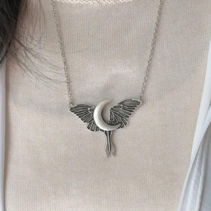 FREE Today: Witch Crescent Moon Luna Moth Pendant Necklace - image 1