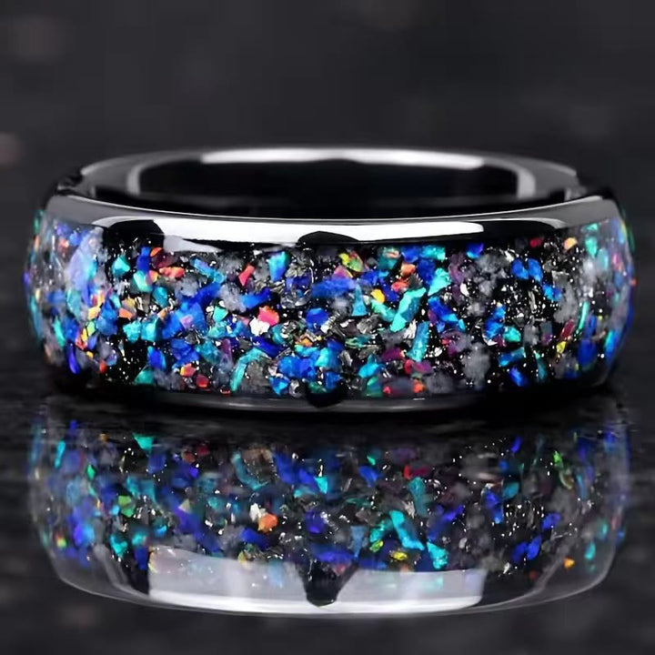 FREE Today: Stainless Steel Glow Meteorite and Galaxy Opal Couples Ring - image 2