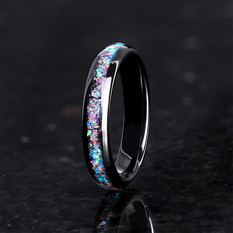 FREE Today: Stainless Steel Glow Meteorite and Galaxy Opal Couples Ring - Women - US 12 - image 4