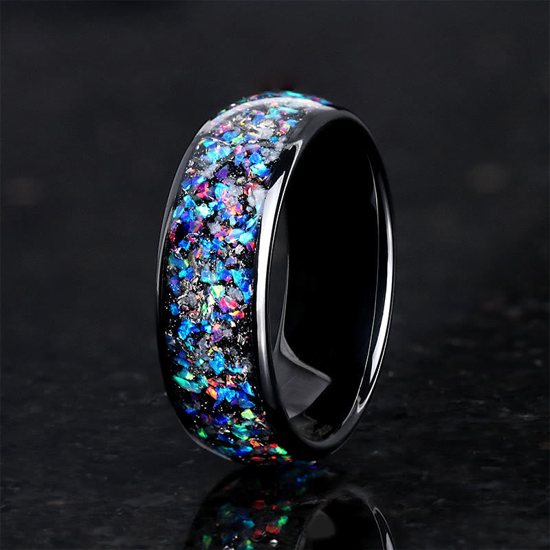 FREE Today: Stainless Steel Glow Meteorite and Galaxy Opal Couples Ring - Men - US 13 - image 1