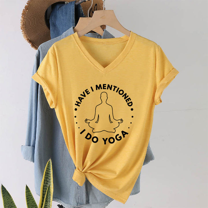 Olivenorma Have I Mentioned I Do Yoga Circular Meditation Figure Graphic Women's V Neck T-Shirt - Yellow - 2XL - image 31