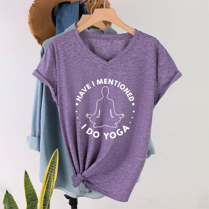 Olivenorma Have I Mentioned I Do Yoga Circular Meditation Figure Graphic Women's V Neck T-Shirt - Purple - 2XL - image 37