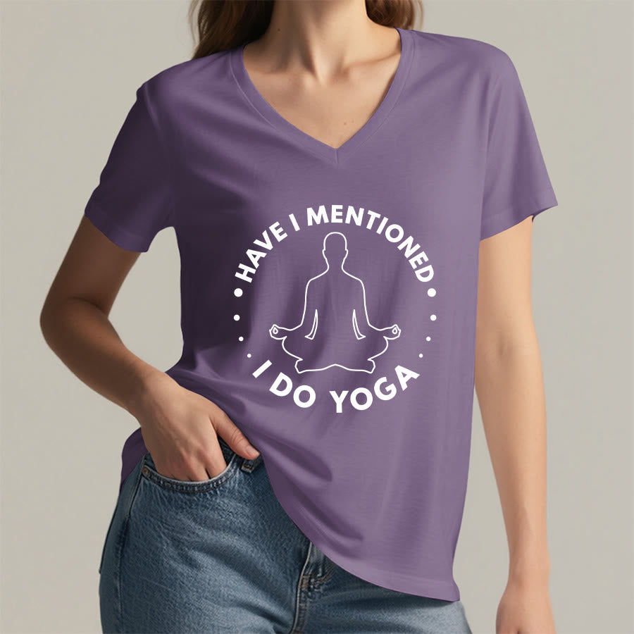 Olivenorma Have I Mentioned I Do Yoga Circular Meditation Figure Graphic Women's V Neck T-Shirt - image 38