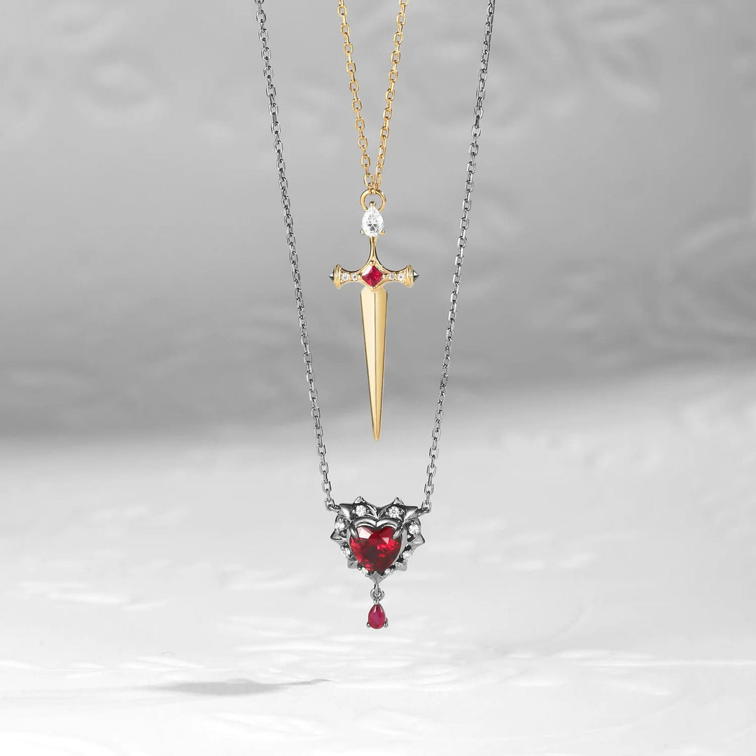 FREE Today: 'Cupid's Arrow' - Gothic Heart Cut Garnet Heart Sword Necklace & Ring - image 7