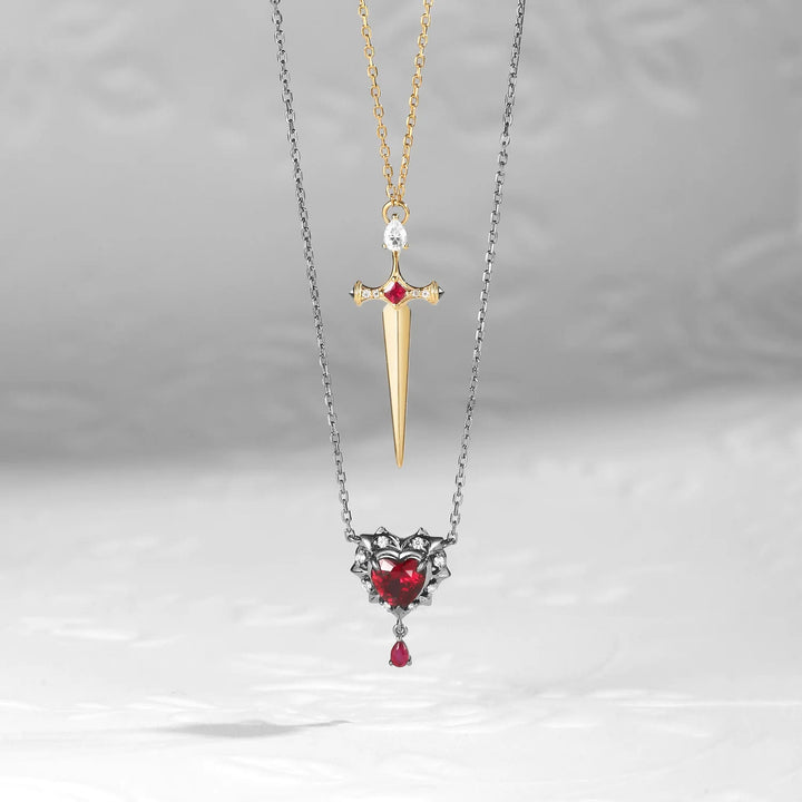 FREE Today: 'Cupid's Arrow' - Gothic Heart Cut Garnet Heart Sword Necklace & Ring - image 7