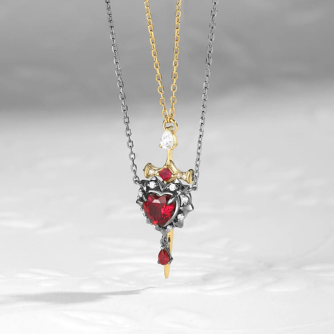 FREE Today: 'Cupid's Arrow' - Gothic Heart Cut Garnet Heart Sword Necklace & Ring - image 8