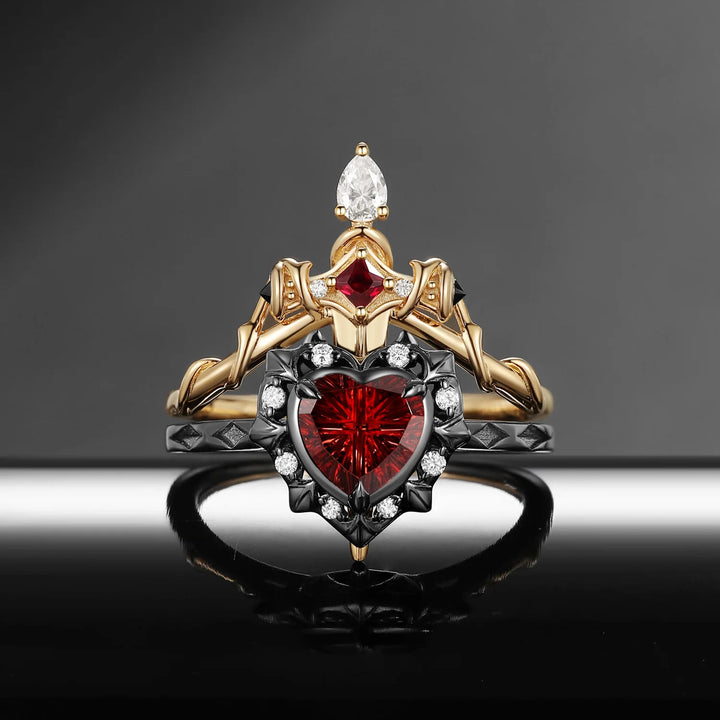 FREE Today: 'Cupid's Arrow' - Gothic Heart Cut Garnet Heart Sword Necklace & Ring - image 3