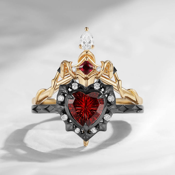 FREE Today: 'Cupid's Arrow' - Gothic Heart Cut Garnet Heart Sword Necklace & Ring - image 2