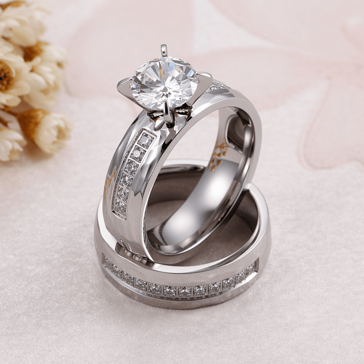 FREE Today: "Eternity" – Titanium Steel Prince Rose Couple Ring - image 0