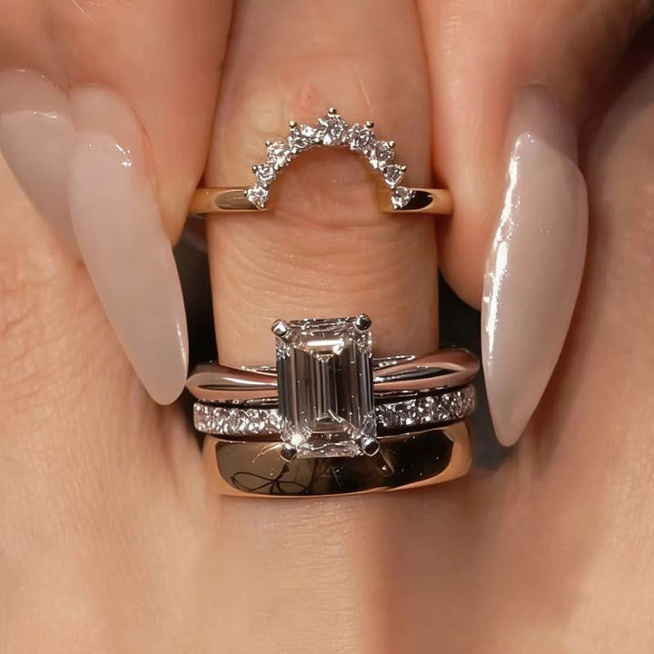 FREE Today: 4PCS Moissanite Cut Engagement Bridal Ring Set - image 9
