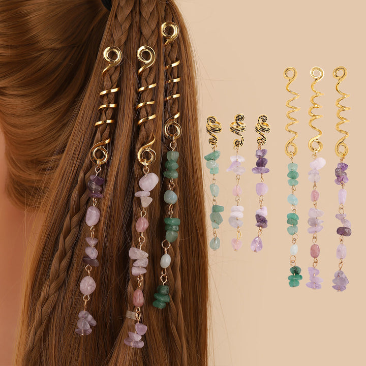 FREE Today: Hair Jewelry for Braids Loc Dreadlock Accessories Hair Beads Clips - Green&Pink&Purple(Golden 6Pcs Set) - image 0