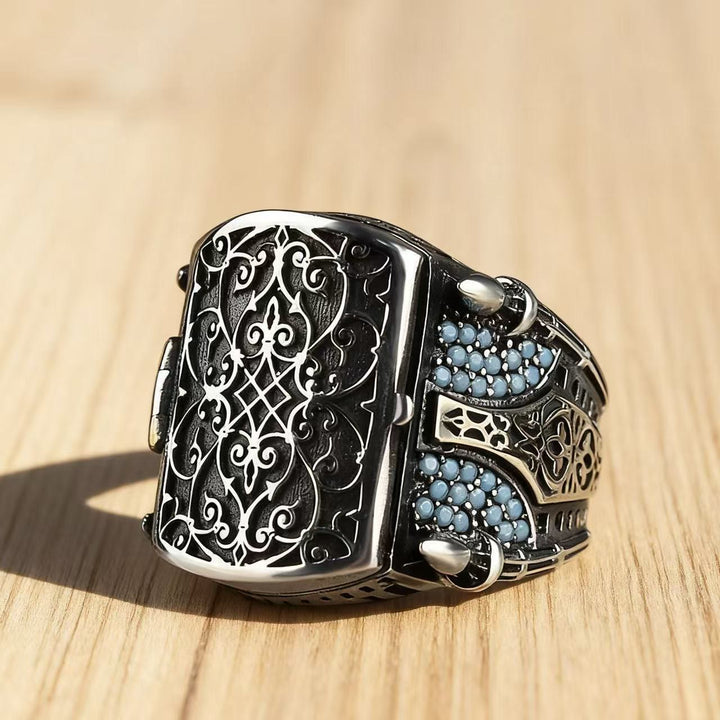 FREE Today: Turquoise Stones Vintage Flip Men Ring - image 4