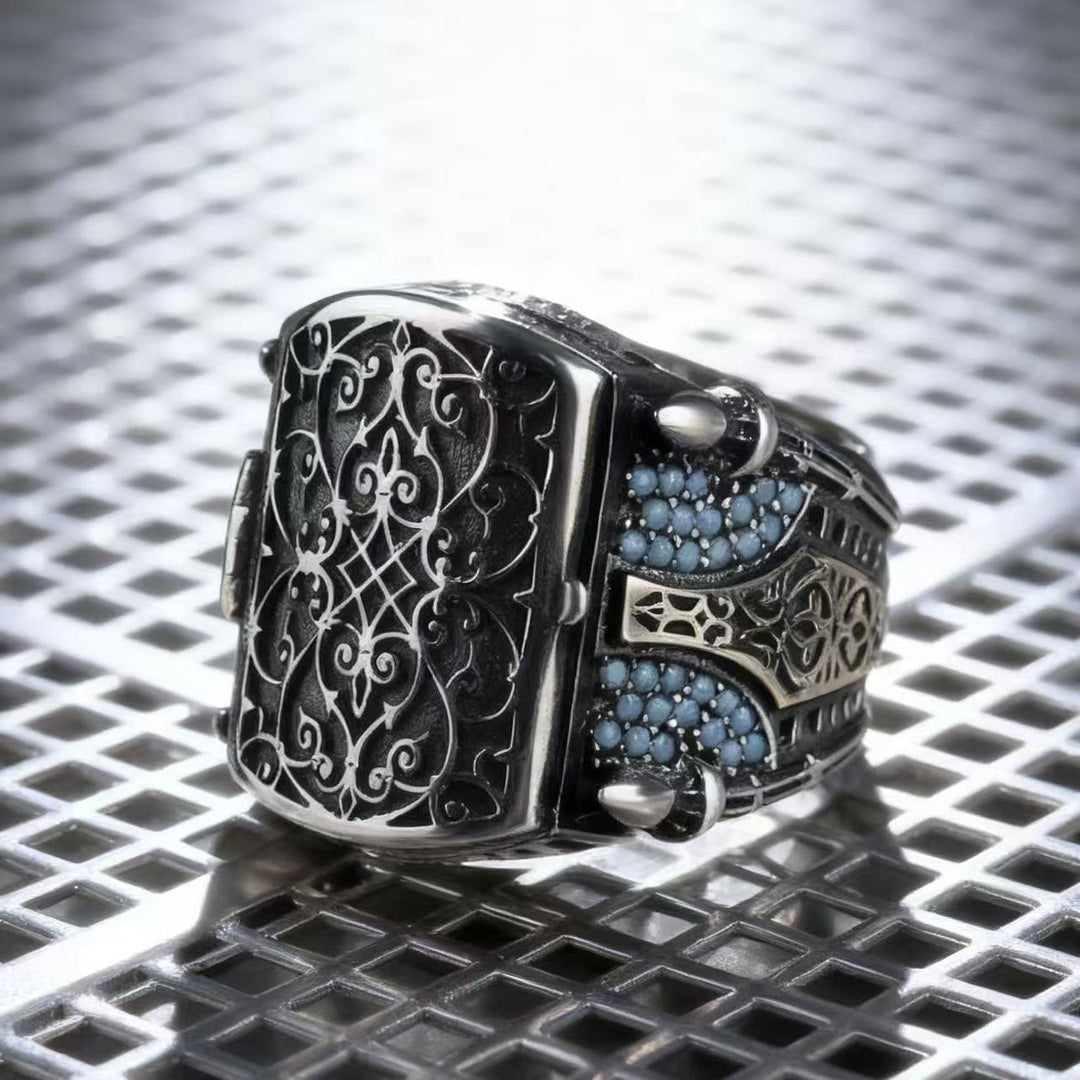 FREE Today: Turquoise Stones Vintage Flip Men Ring - image 2