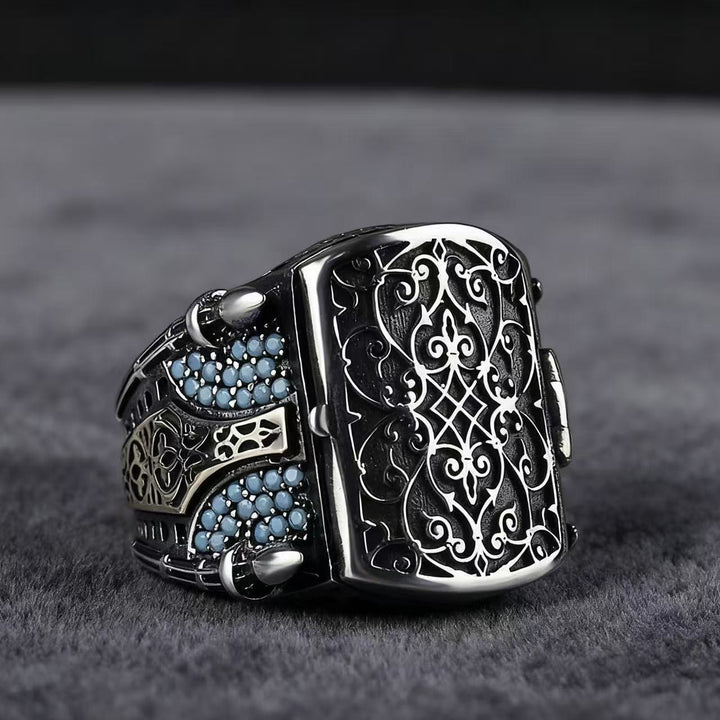 FREE Today: Turquoise Stones Vintage Flip Men Ring - US 12 - image 0
