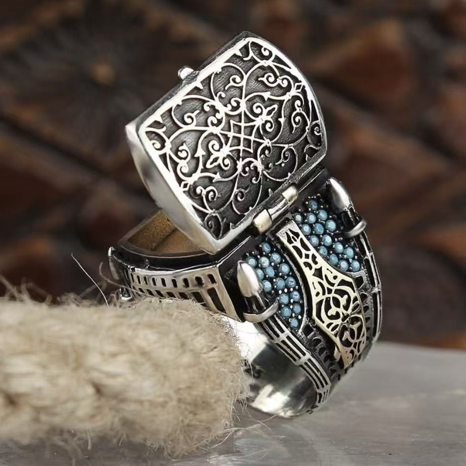 FREE Today: Turquoise Stones Vintage Flip Men Ring - image 1