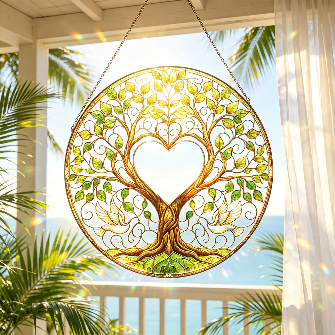 Olivenorma Heart Center Green Tree of Life Stained Glass Sun Catcher - image 2