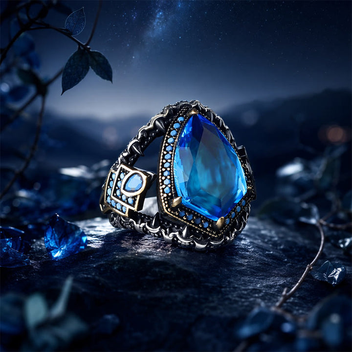 FREE Today: Blue Aquamarine Stone Shield of Midgard Ring - image 5