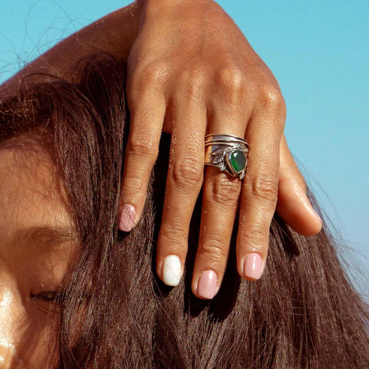 FREE Today: Boho Teardrop Green Onyx Leaves Ring - image 3