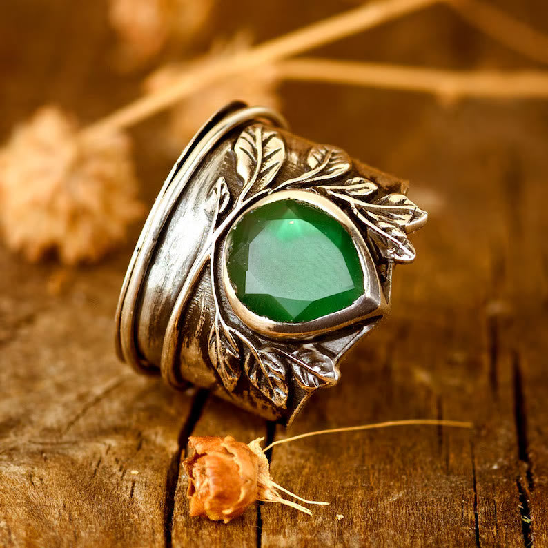 FREE Today: Boho Teardrop Green Onyx Leaves Ring - image 2