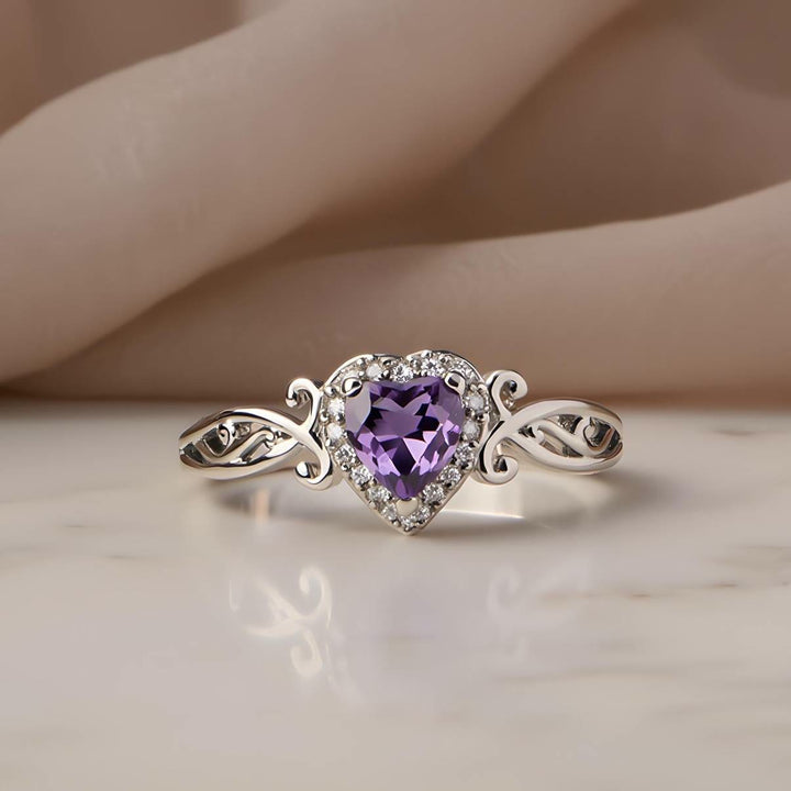 FREE Today: Heart Cut Purple Zirconia Bridal Engagement Ring - image 2