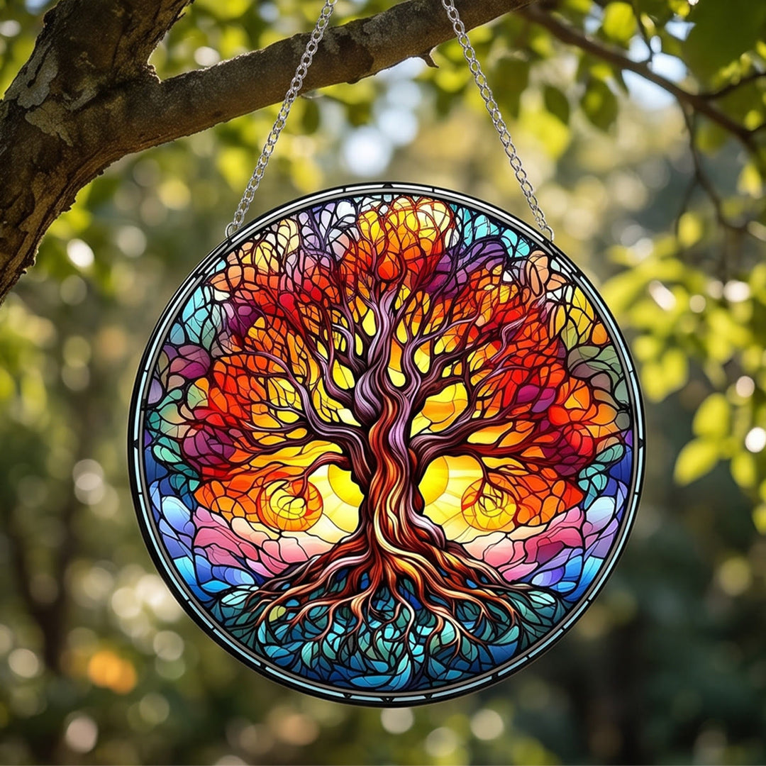 Olivenorma Sunset Glow Tree Of Life Stained Glass Sun Catcher - image 3