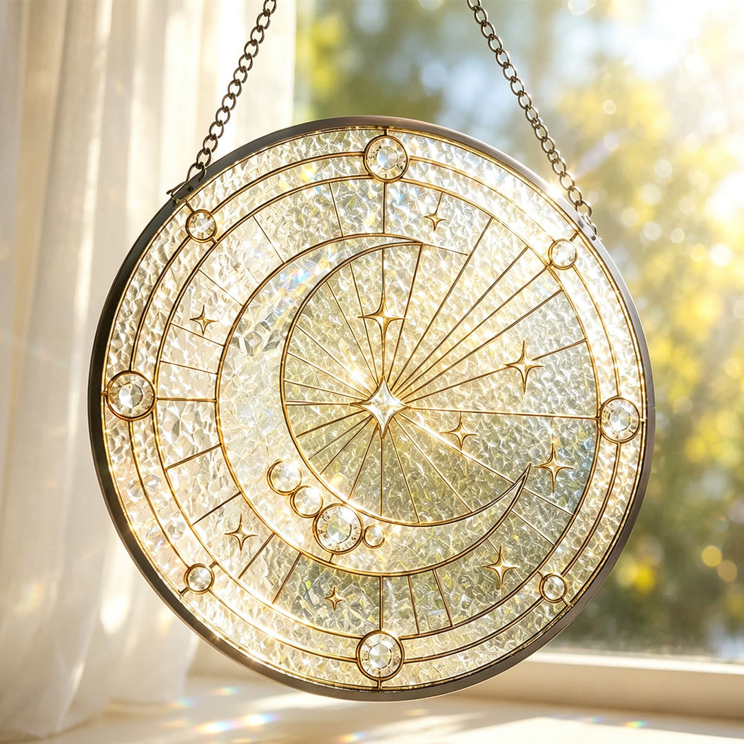 Olivenorma Crescent Moon Stained Glass Sun Catcher - image 2
