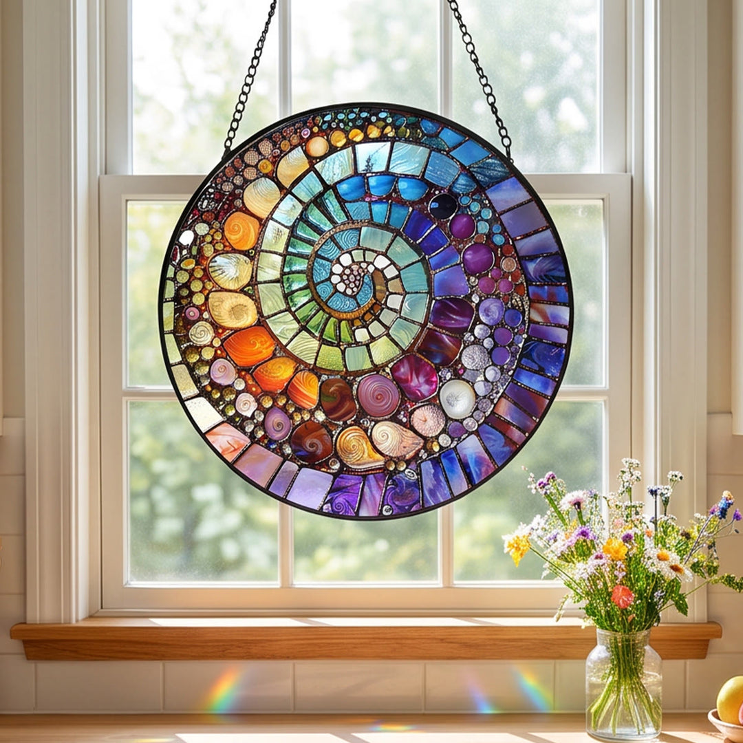 Olivenorma Rainbow Shell Stained Glass Sun Catcher - image 1