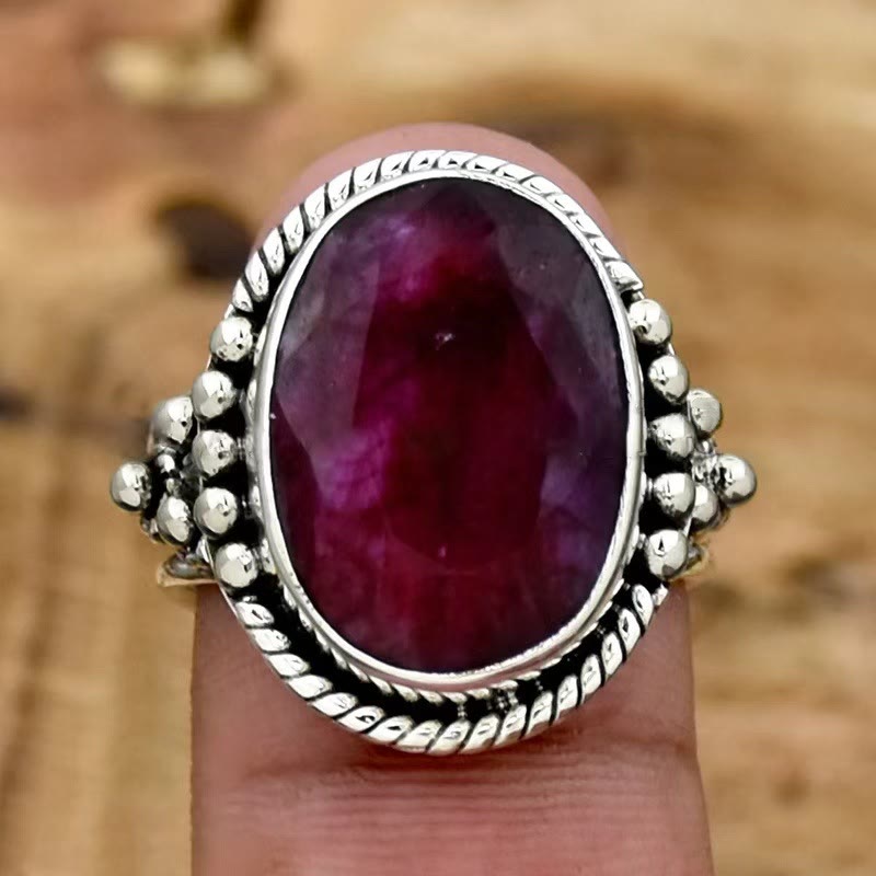 FREE Today: Oval Ruby Gemstone Handmade Alloy Ring - image 2