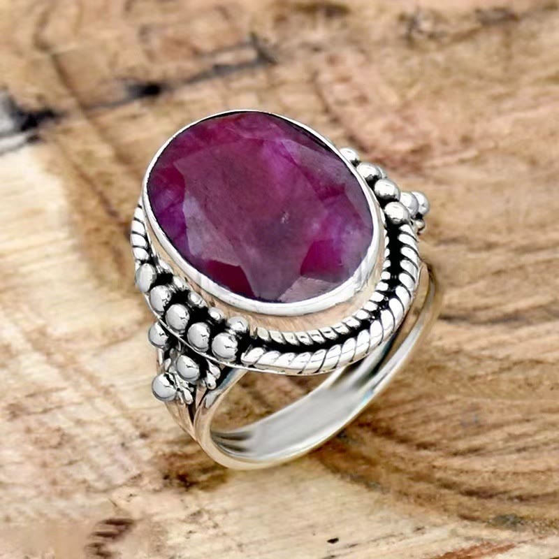 FREE Today: Oval Ruby Gemstone Handmade Alloy Ring - US 12 - image 0