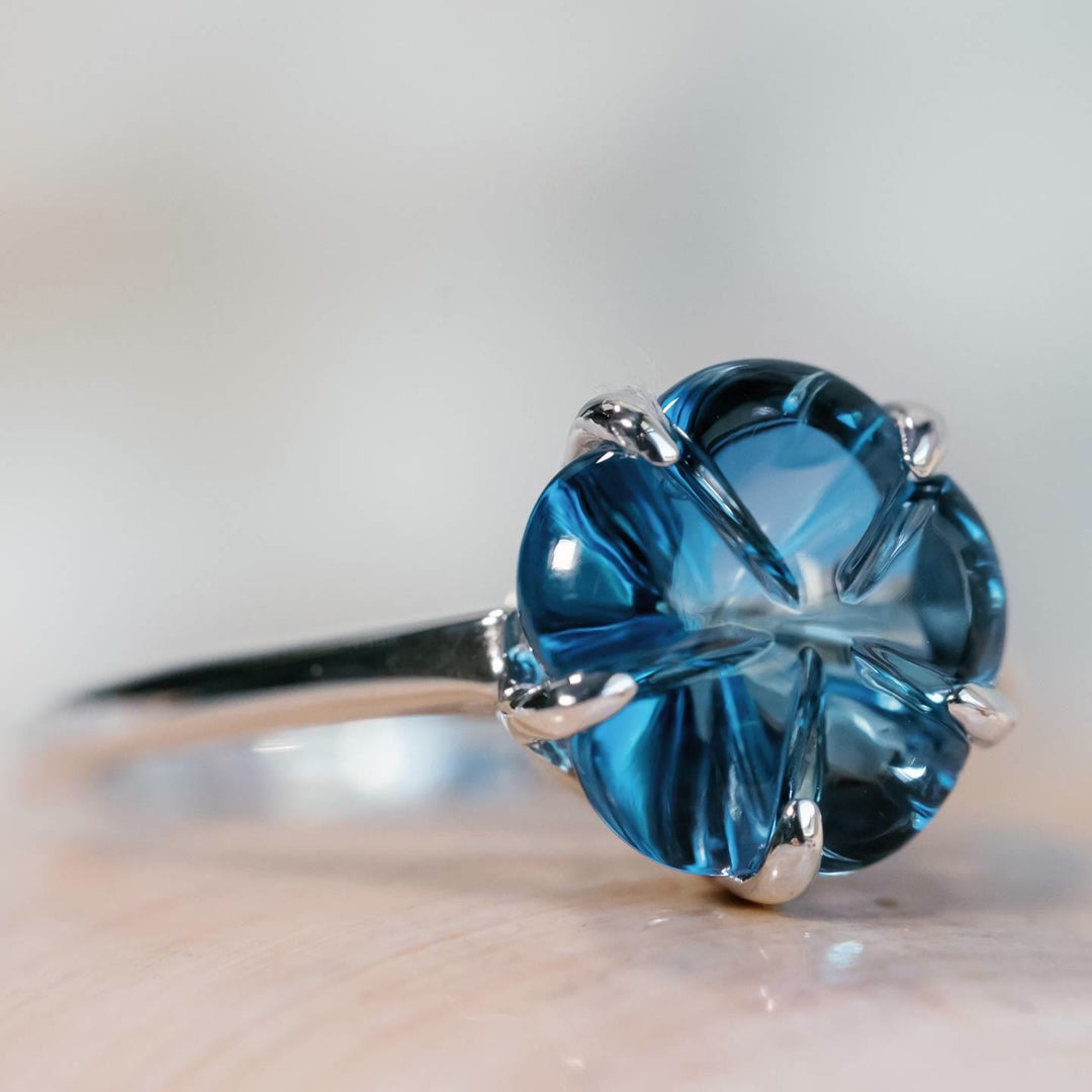 FREE Today: Five Petal Flower Gemstone Blue Topaz Ring - image 5