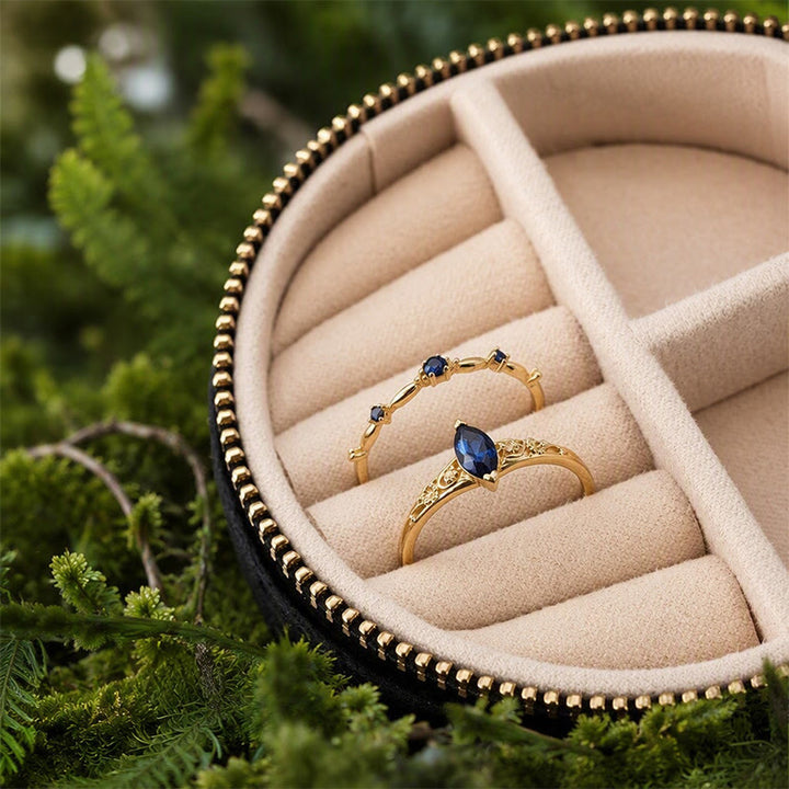 FREE Today: Marquoise Cut Blue Sapphire Engagement of September Birthstone Ring Set - image 5