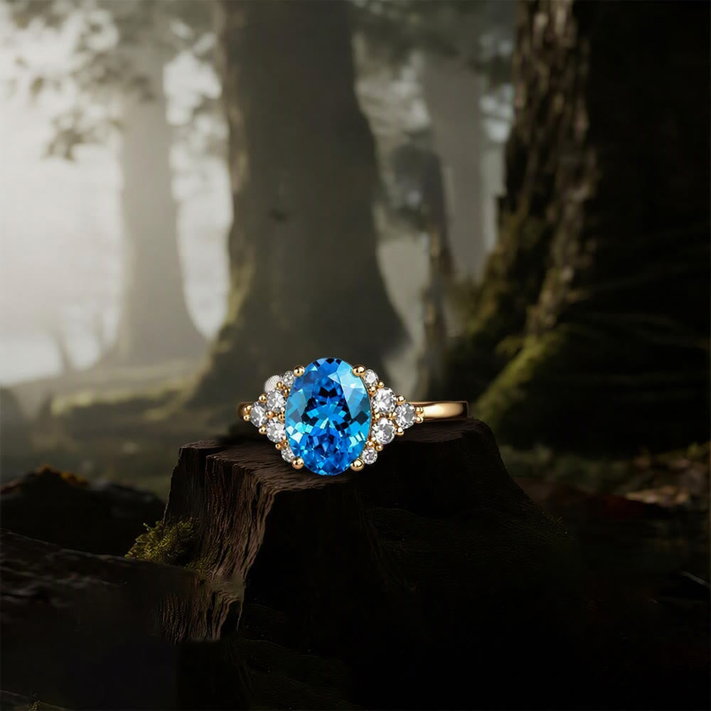 FREE Today: Round Cut Blue Topaz Engagement Rose Gold Ring - image 7