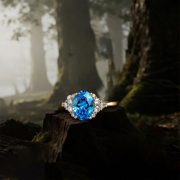 FREE Today: Round Cut Blue Topaz Engagement Rose Gold Ring - image 7
