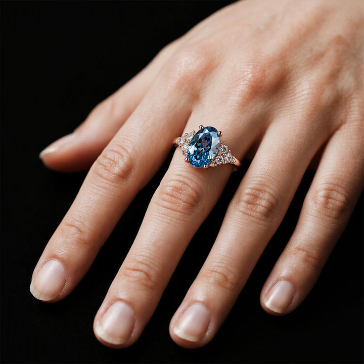 FREE Today: Round Cut Blue Topaz Engagement Rose Gold Ring - image 1