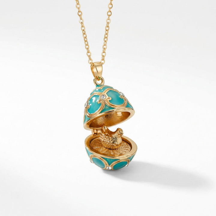 FREE Today: Enameled Easter Egg Pendant Locket Necklace - Blue Egg & Chicken - image 14