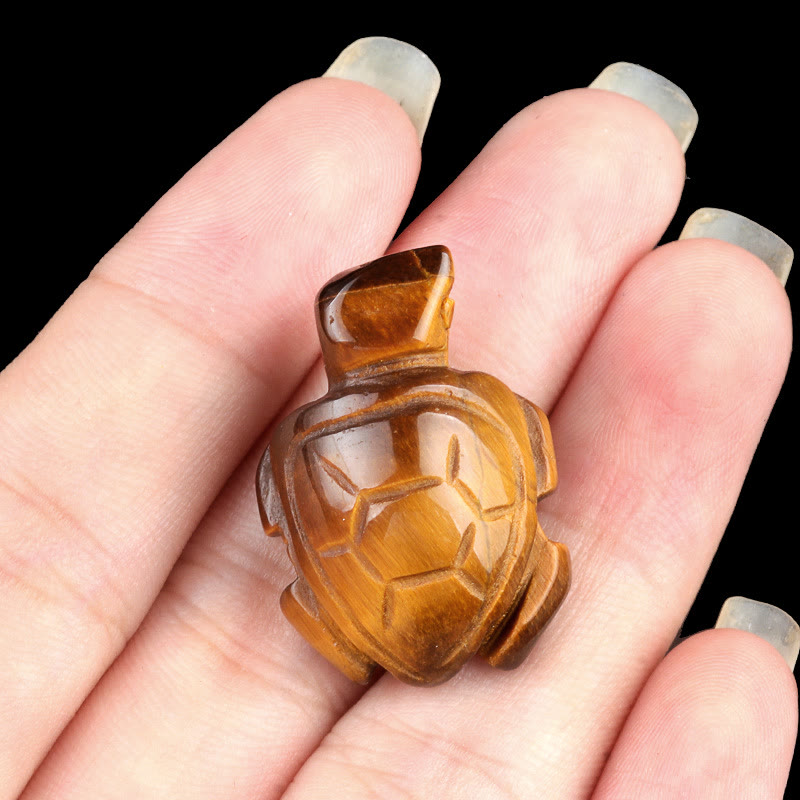 Olivenorma Natural Crystal Turtle Sculpture Gemstone Decoration With Card - Tiger Eye - With Card - image 3