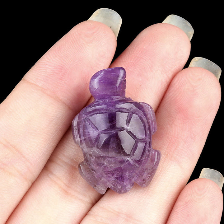 Olivenorma Natural Crystal Turtle Sculpture Gemstone Decoration With Card - Amethyst - With Card - image 5