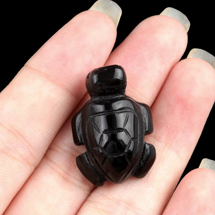 Olivenorma Natural Crystal Turtle Sculpture Gemstone Decoration With Card - Obsidian - With Card - image 19