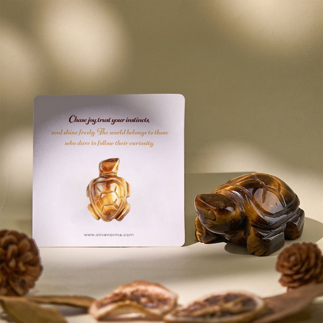 Olivenorma Natural Crystal Turtle Sculpture Gemstone Decoration With Card - image 1