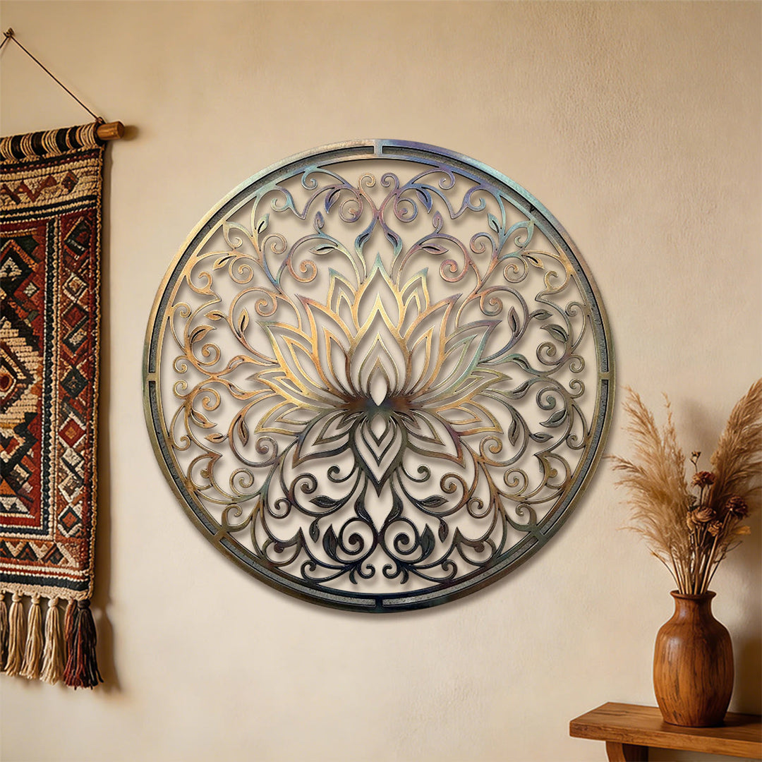 Olivenorma Lotus Mandala Hollow Vine 2D Metal Wall Decor - image 2