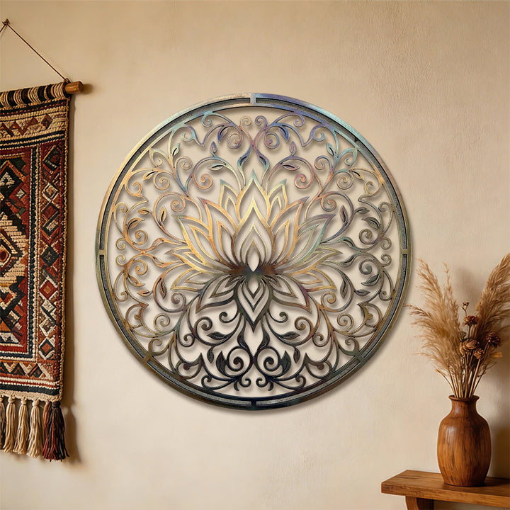 Olivenorma Lotus Mandala Hollow Vine 2D Metal Wall Decor - image 2