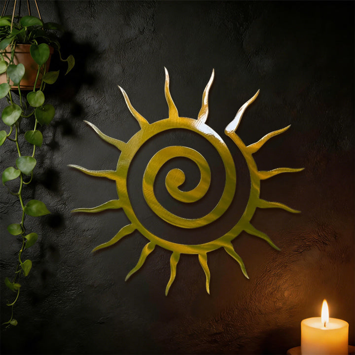 Olivenorma Golden Spiral Sun Ray Hollow 2D Metal Wall Decor - image 4