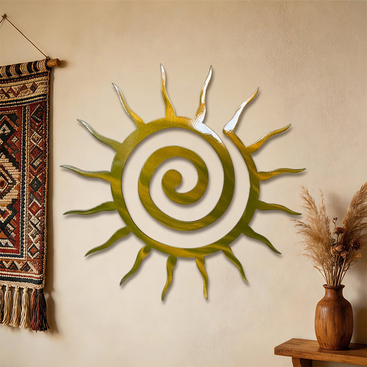 Olivenorma Golden Spiral Sun Ray Hollow 2D Metal Wall Decor - 38cm*38cm*1.2mm - image 0