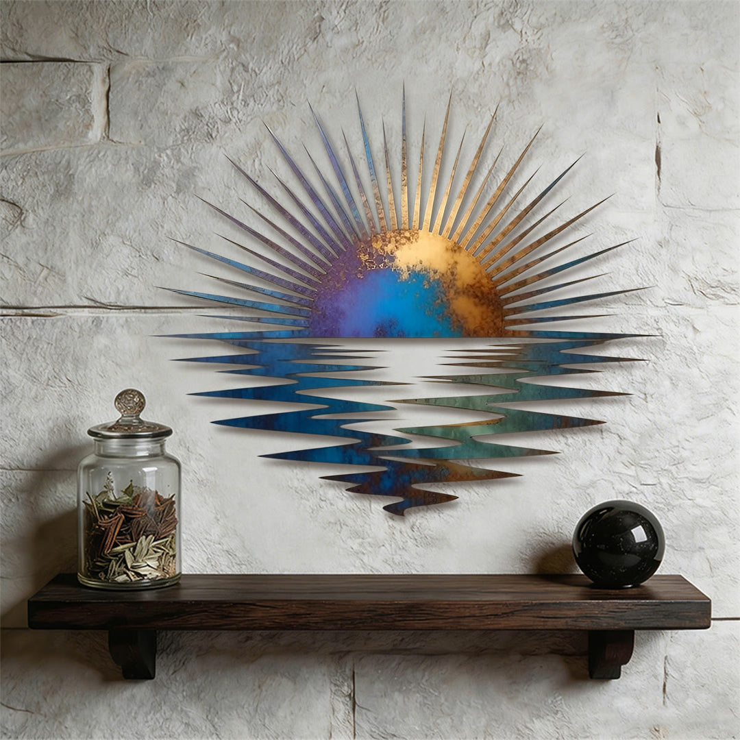 Olivenorma Gradient Sunrise Ocean Reflection 2D Metal Wall Decor - image 2